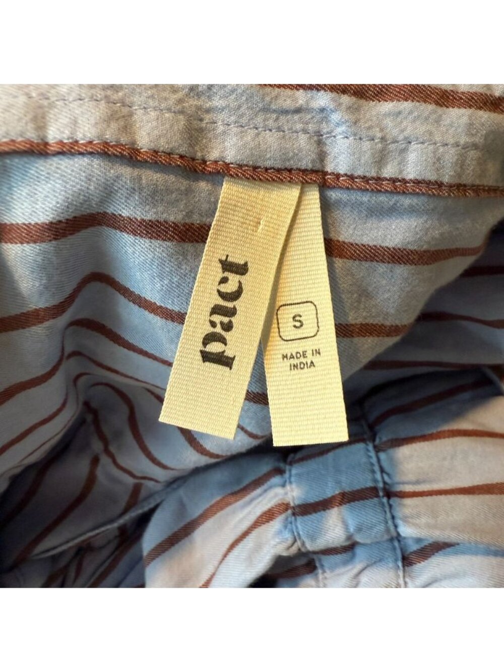 Pact Women S Sunset Shirt Dress Lightweight Cotton Sleeveless Blue Striped Tie - Picture 4 of 9